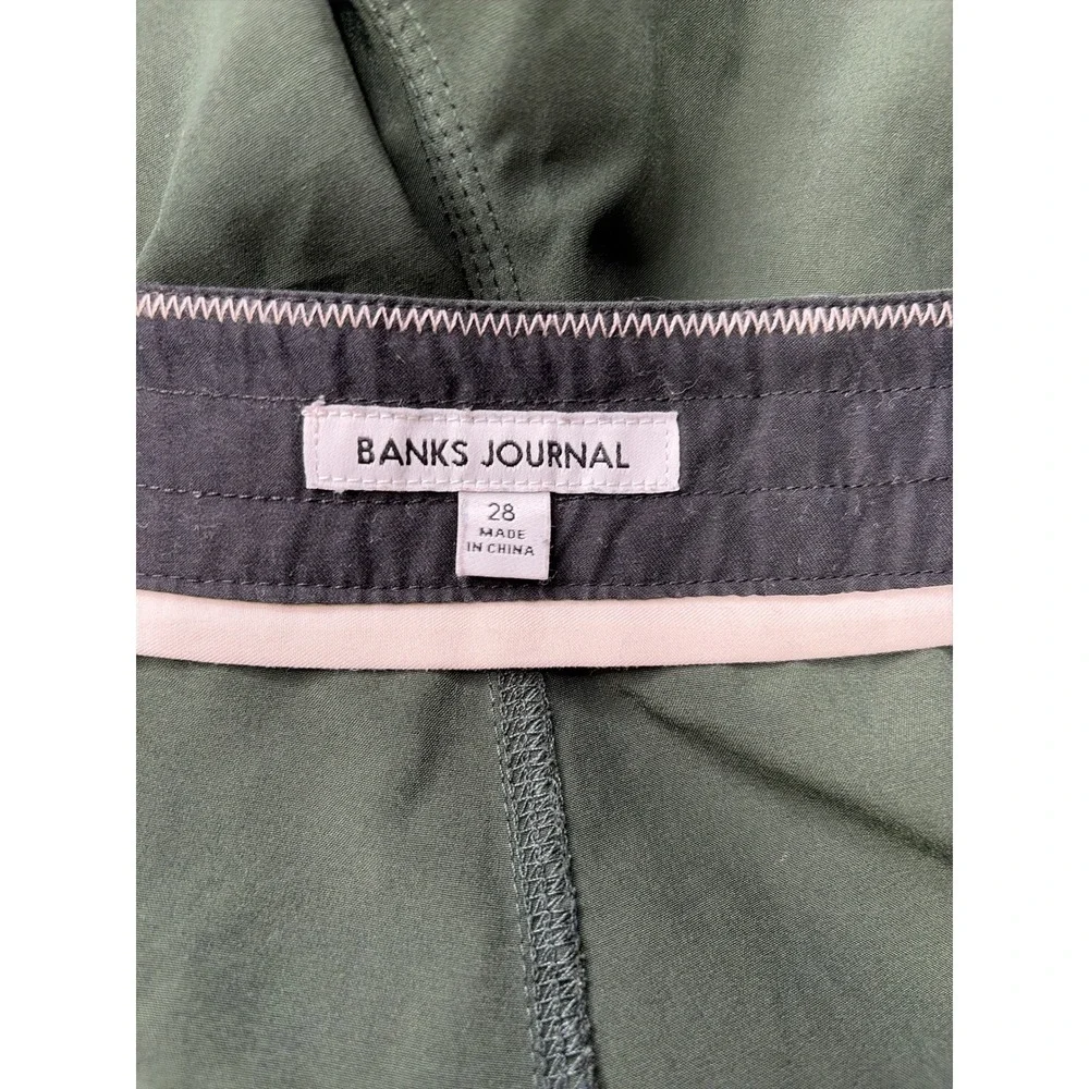 Banks Journal Mens Forest Green Yellow Stripe Board Shorts Swim Trunks Size 28